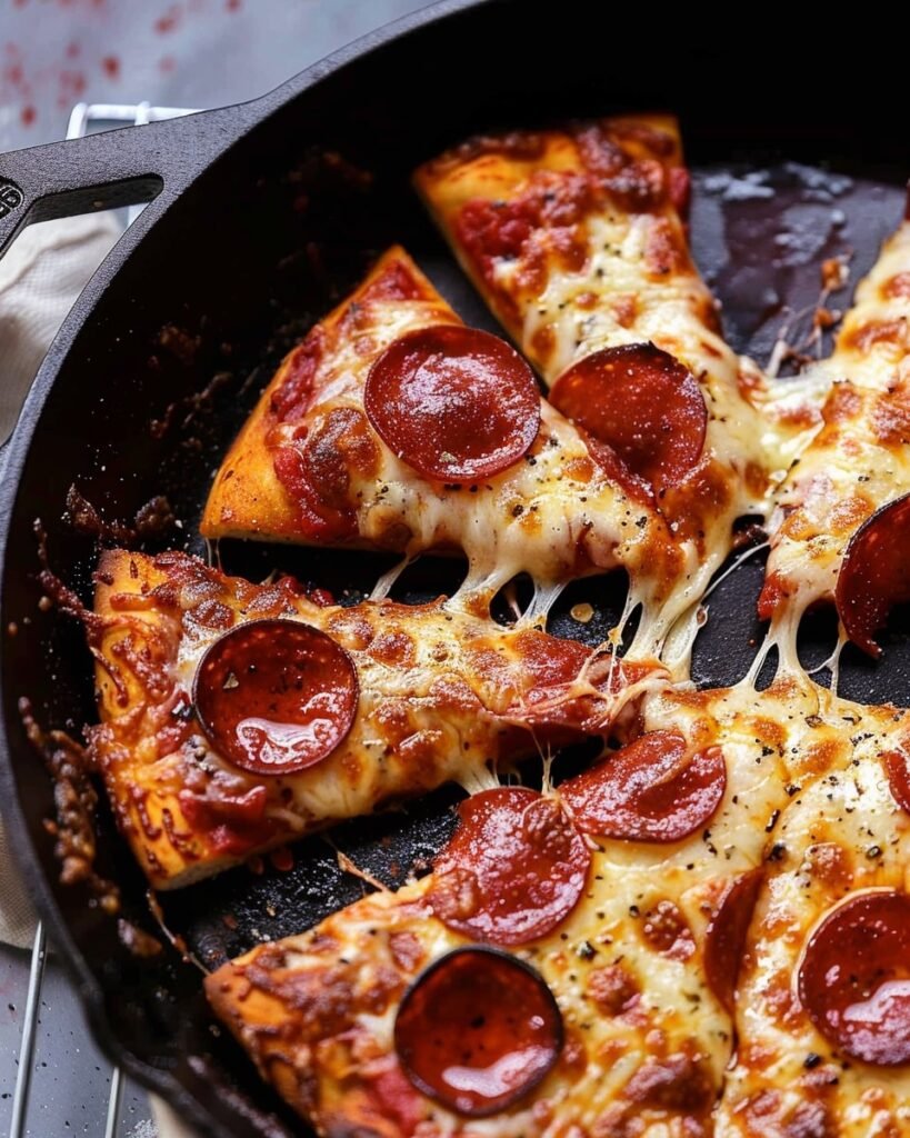 Cheesy Cast Iron Skillet Pizza