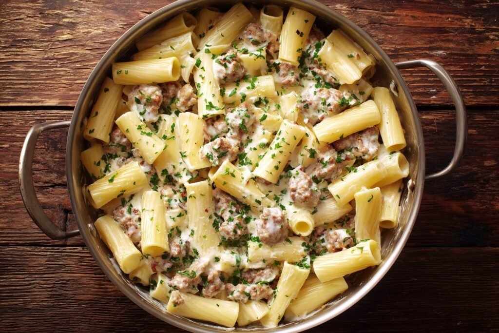 Creamy Sausage Rigatoni Process