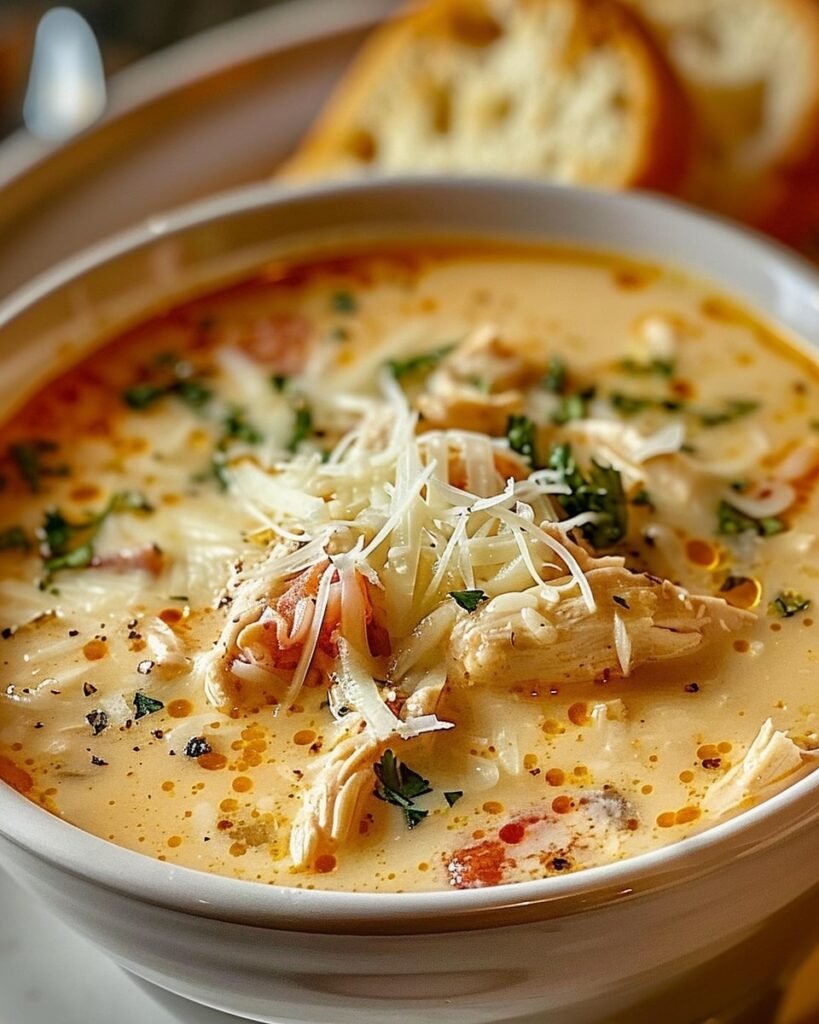 Crock Pot Creamy Chicken Parmesan Soup