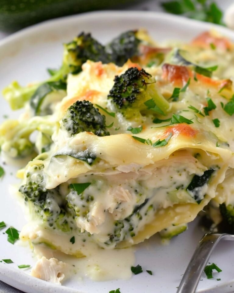 Chicken and Broccoli Alfredo Zucchini Lasagna