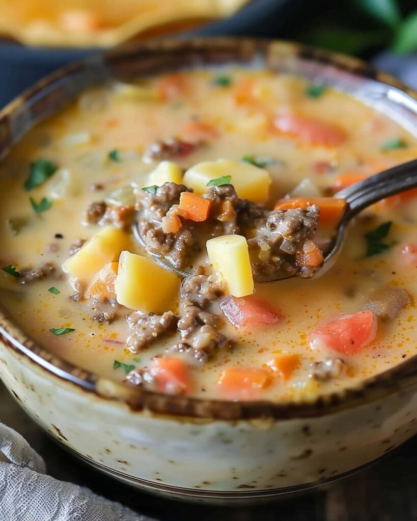 Crockpot Cheeseburger Soup