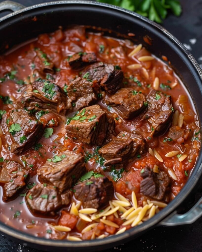 Beef Giouvetsi (Greek Beef Orzo Pasta)