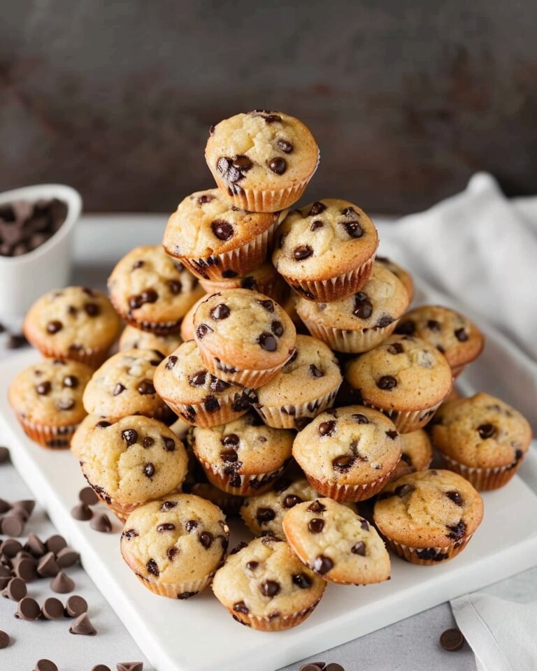 Soft and fluffy mini muffins loaded with melty chocolate chips