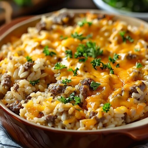 Cheesy Hamburger Rice Casserole
