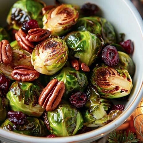 Roasted Sprouts with Pecans and Cranberries