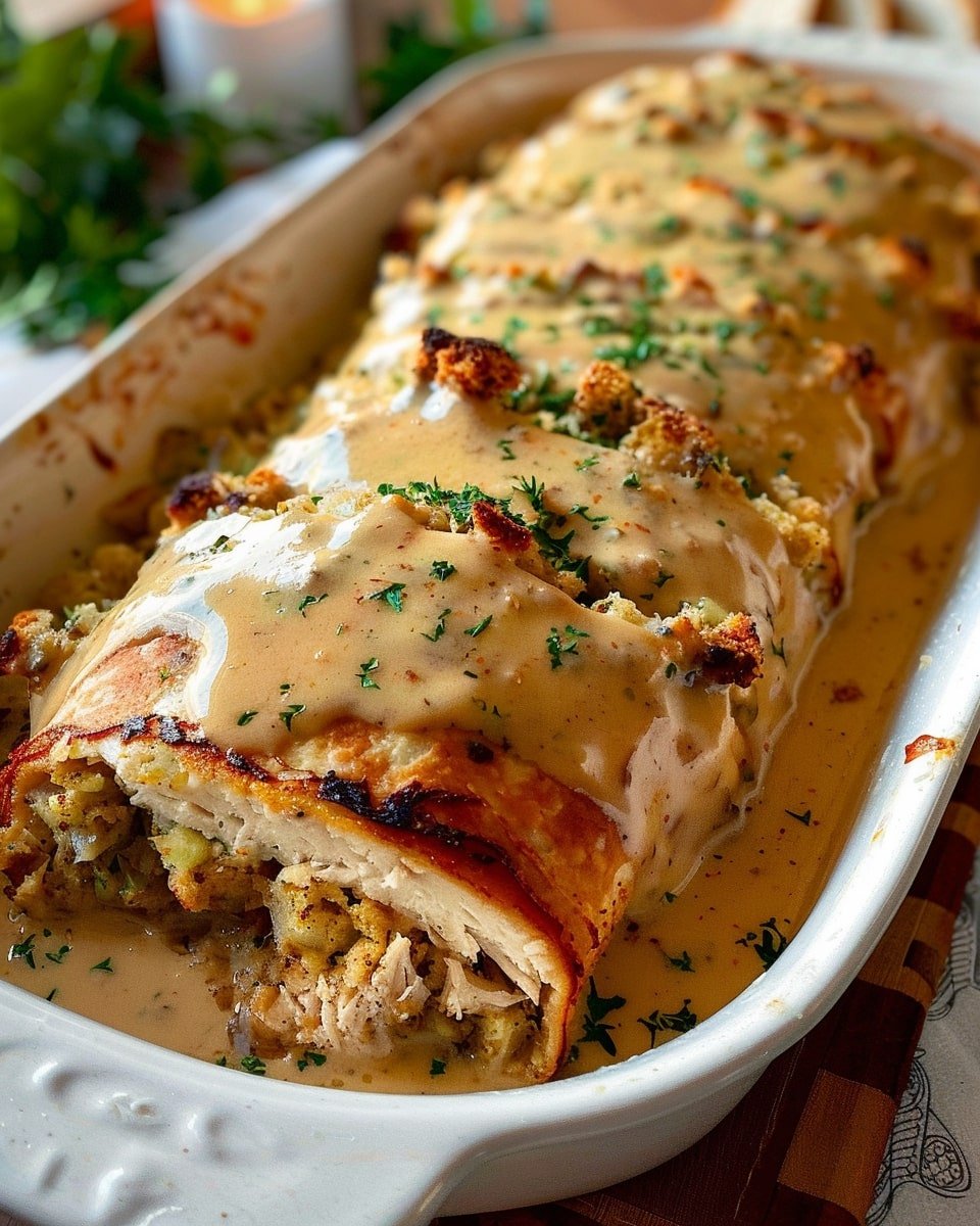 Turkey & Stuffing Roll Ups with Creamy Gravy