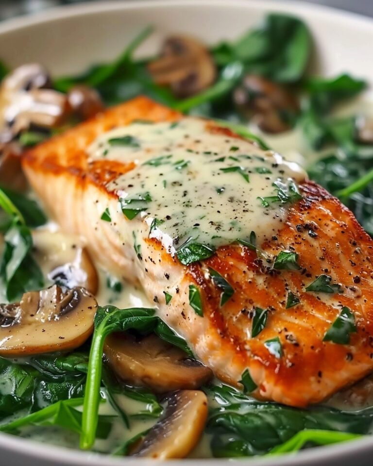 Creamy Garlic Butter Salmon with Spinach & Mushrooms