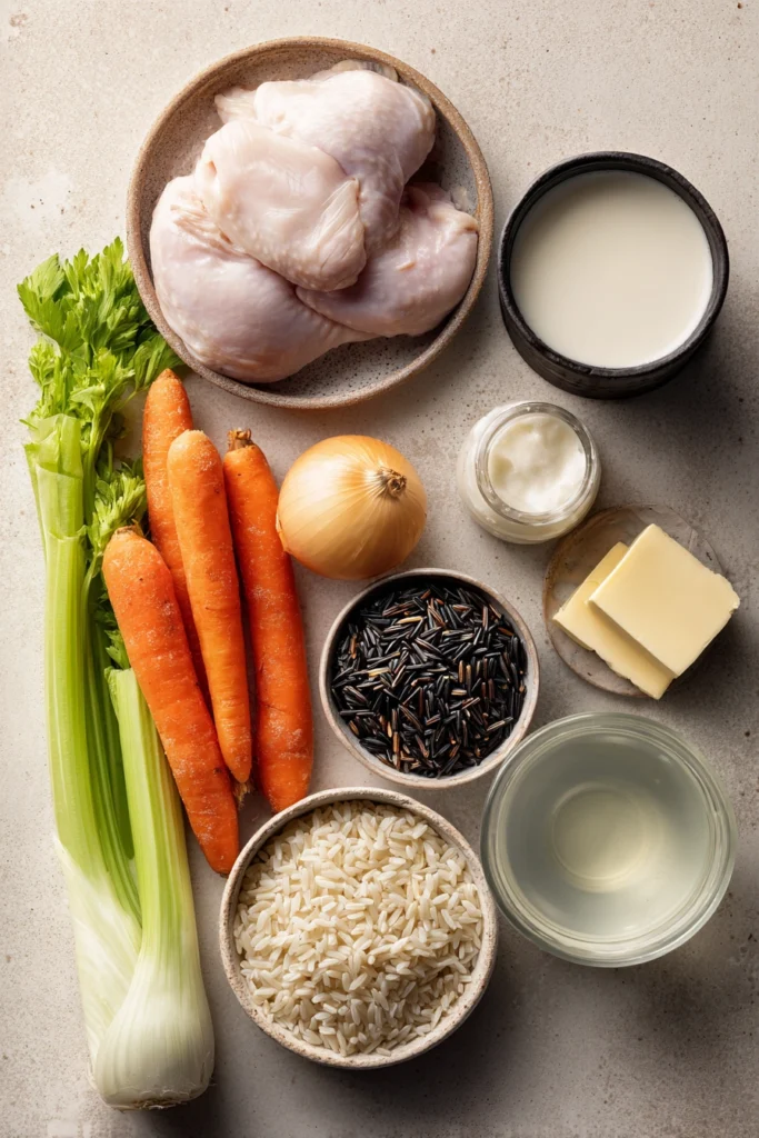 Creamy Chicken Mushroom Wild Rice Soup Ingredients