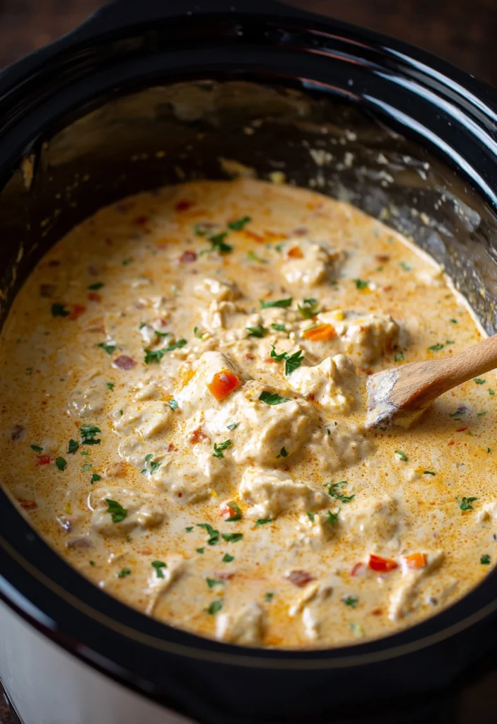 Crockpot Garlic Parmesan Chicken Pasta Process