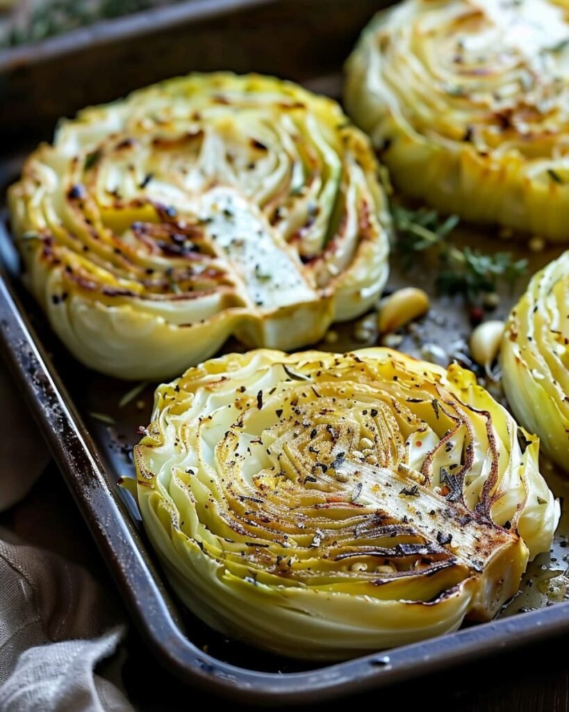 Oven Roasted Garlic Cabbage Steaks Process