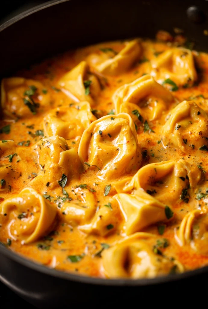 Creamy Tomato Tortellini Process