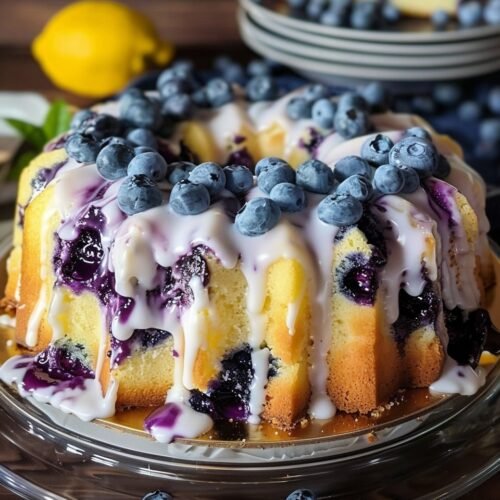 Soft, moist pound cake with lemon and juicy blueberries