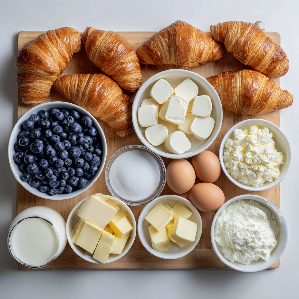 Blueberry Cream Cheese Croissant Casserole Ingredients