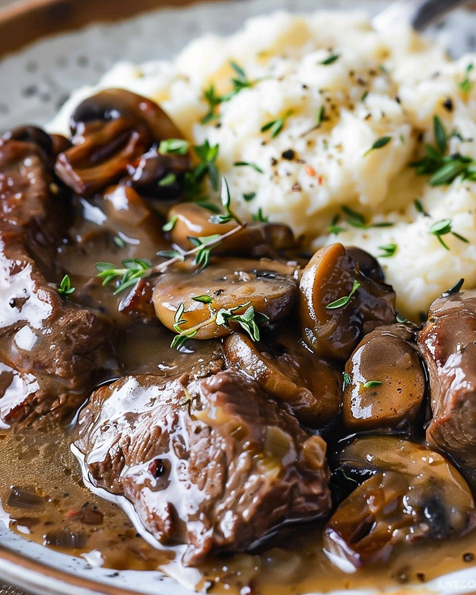 Beef Tenderloin Tips in Mushroom Gravy