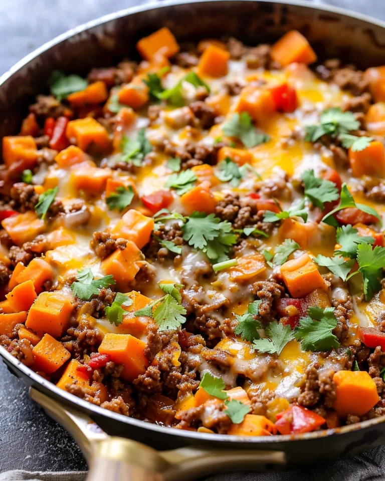 Southwest Ground Beef and Sweet Potato Skillet