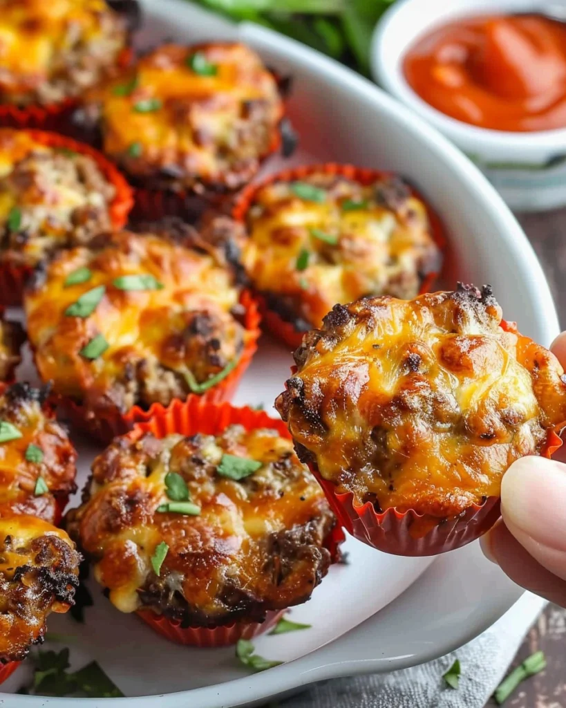 50-Calorie Cheeseburger Bites (Oven Baked Burger Cups)