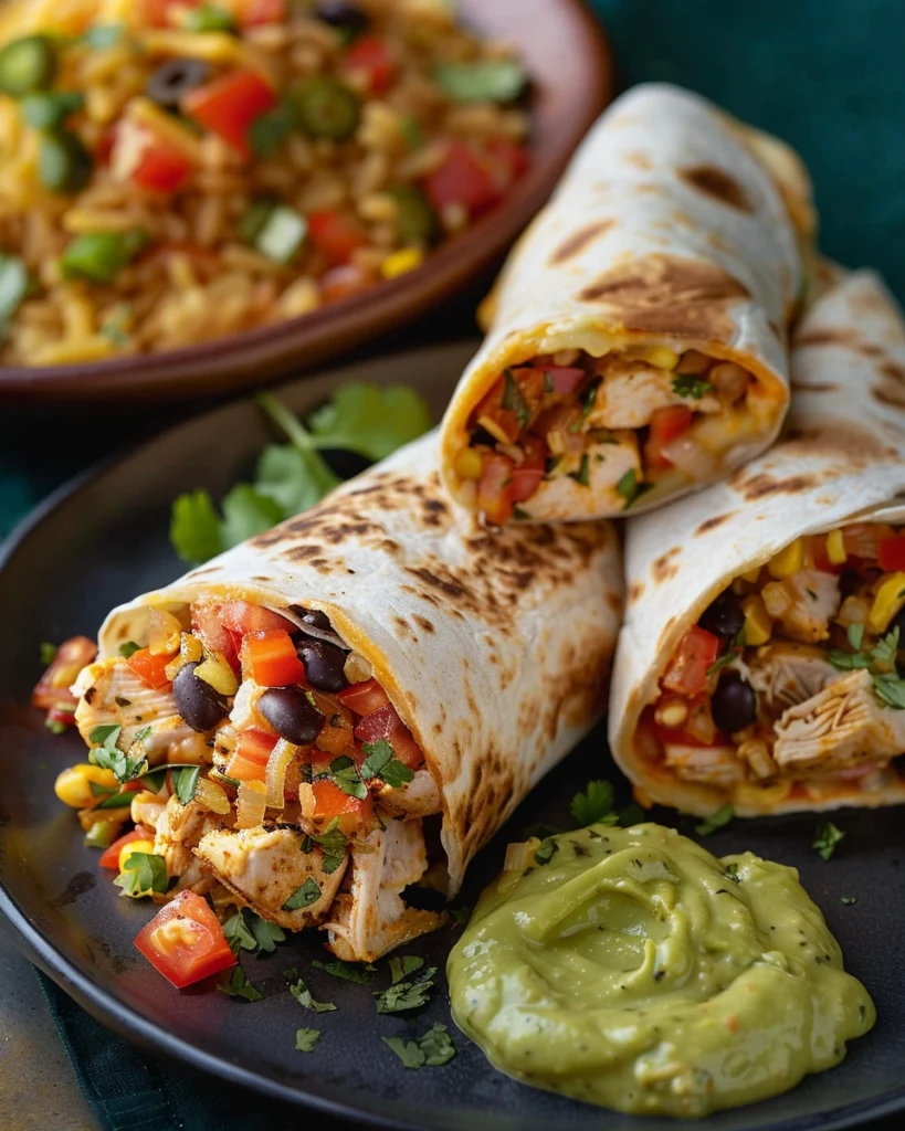 Cheesy Rotisserie Chicken Burritos
