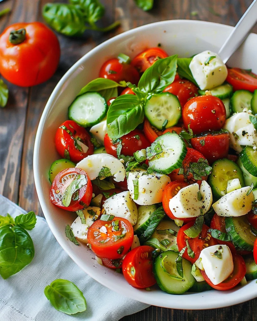Tomato Cucumber Mozzarella Salad
