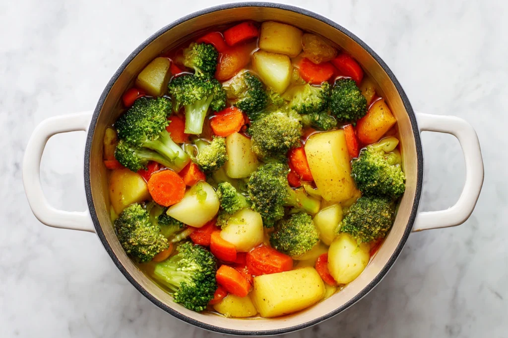 Broccoli Potato Cheese Soup Process