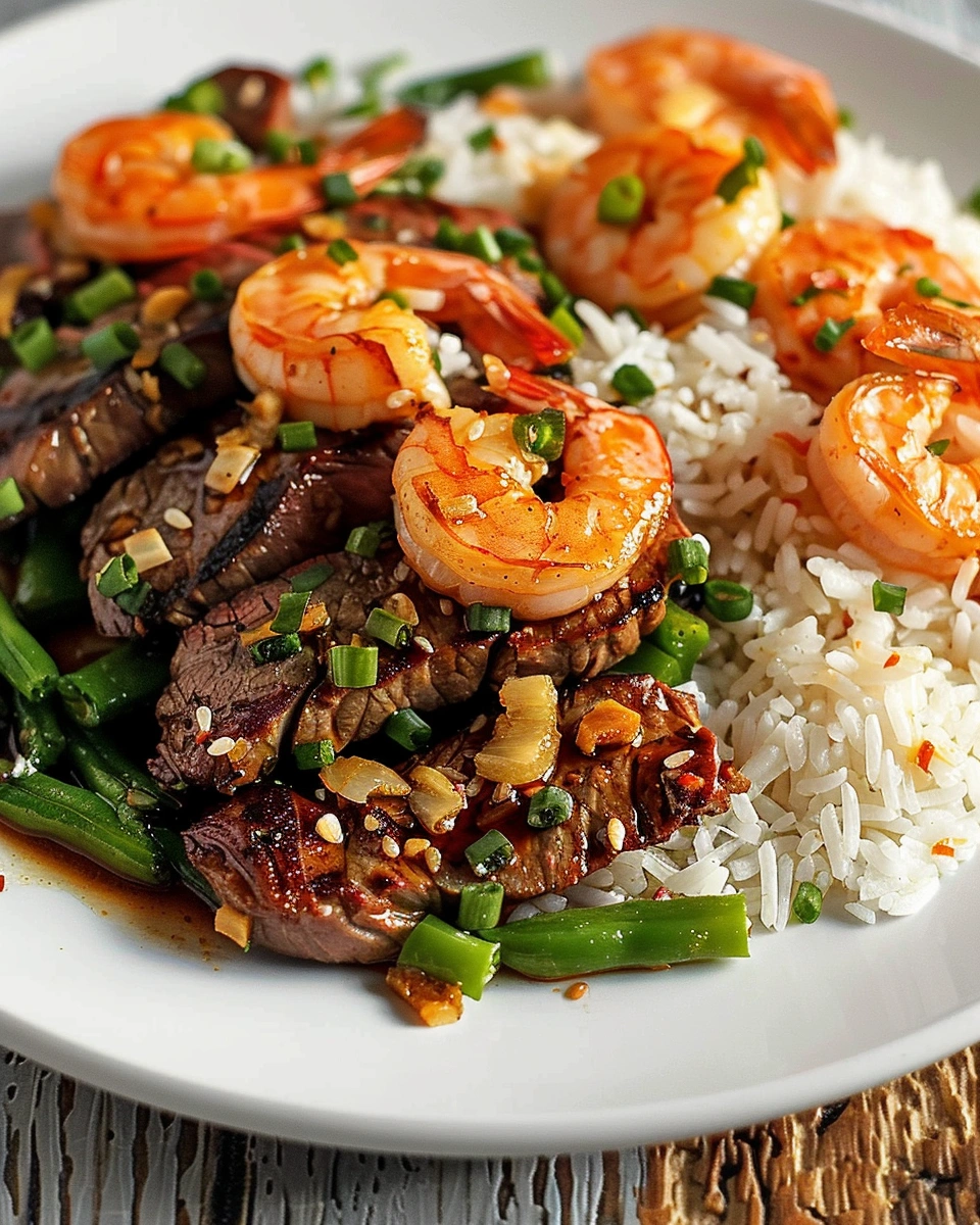 Hibachi Style Garlic Steak and Shrimp