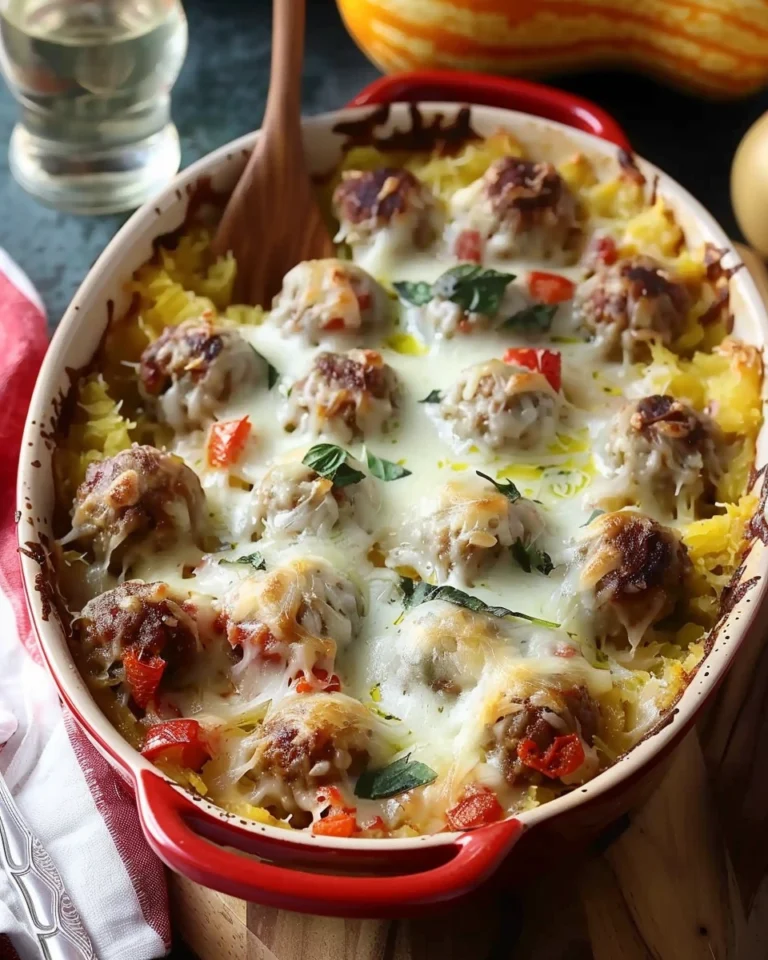 Spaghetti Squash Meatball Casserole