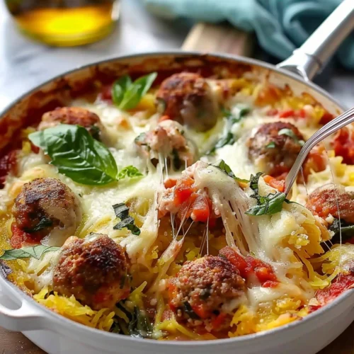 Spaghetti Squash Meatball Casserole