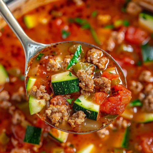 Healthy Zucchini Tomato Italian Sausage Soup