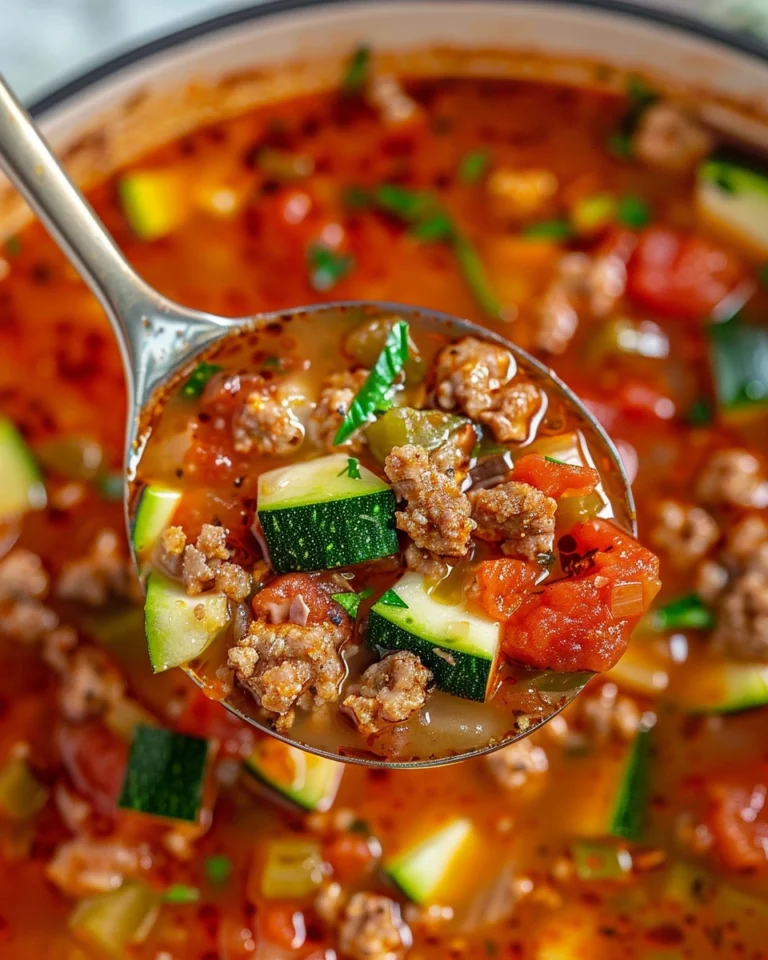 Healthy Zucchini Tomato Italian Sausage Soup