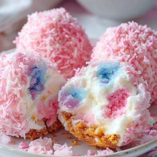Crispy Cotton Candy Cheesecake Balls