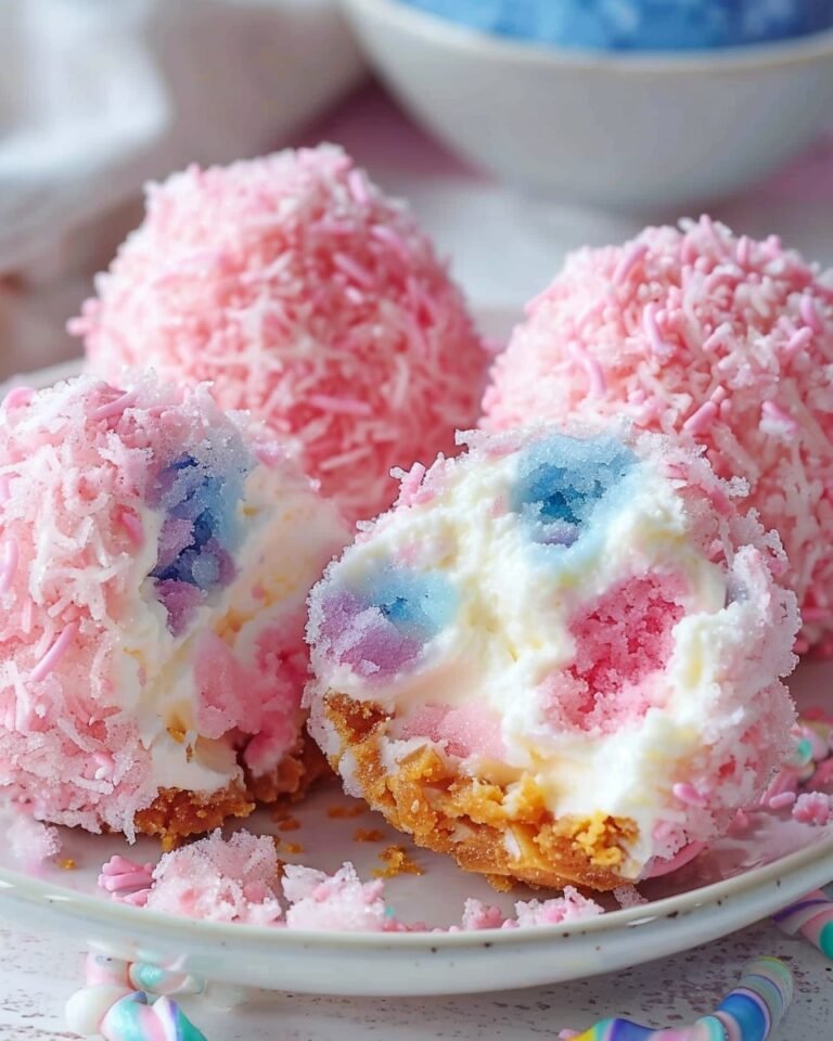 Crispy Cotton Candy Cheesecake Balls