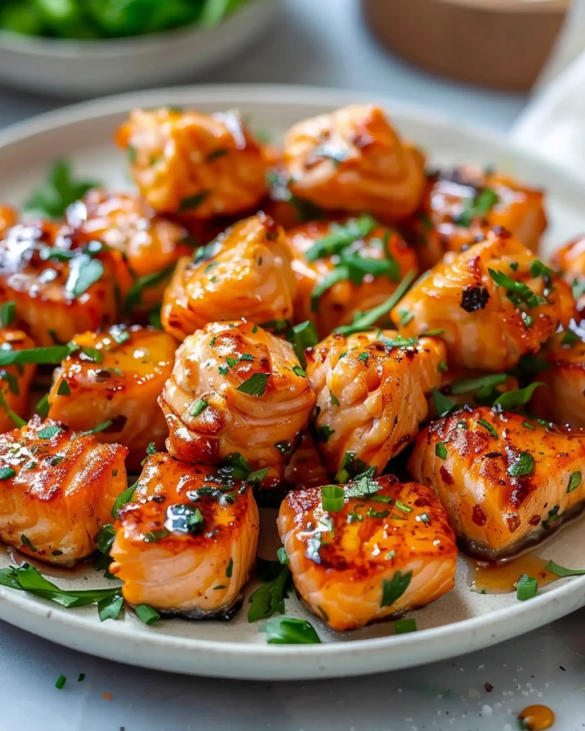 Crispy Air Fryer Honey Garlic Salmon Bites