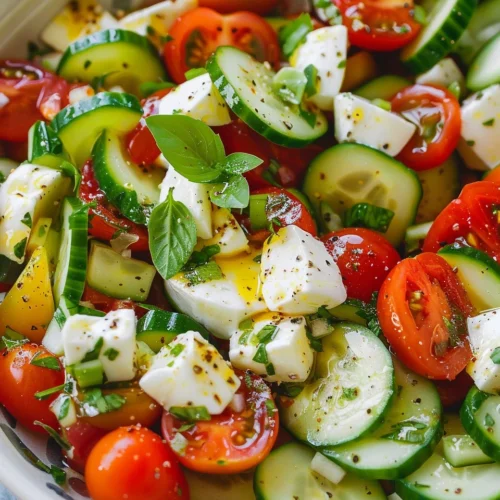 Tomato Cucumber Mozzarella Salad
