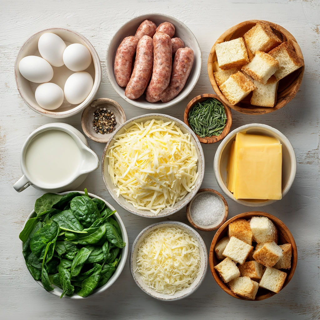 Sausage and Spinach Breakfast Casserole Ingredients