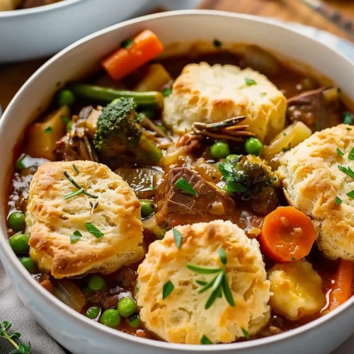 Country Beef Stew with Biscuits