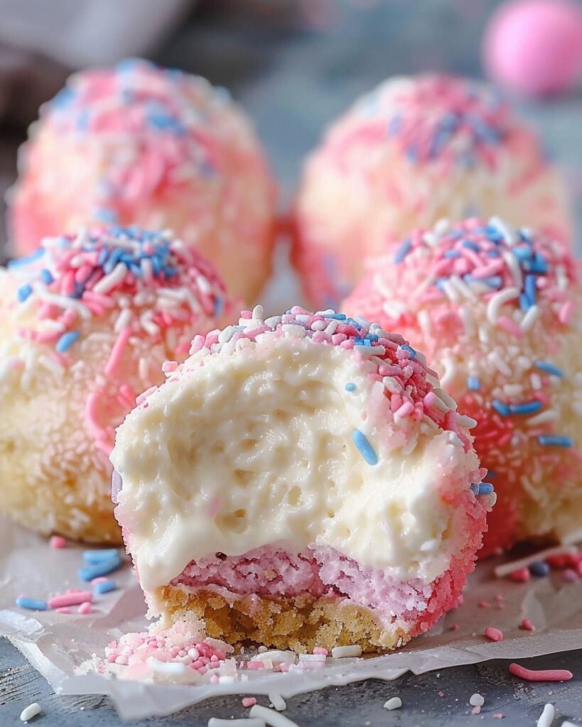 Crispy Cotton Candy Cheesecake Balls