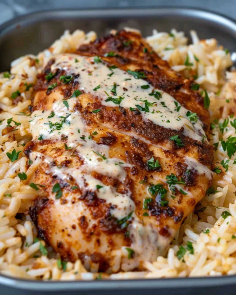 High Protein Creamy Cajun Chicken with Garlic Rice