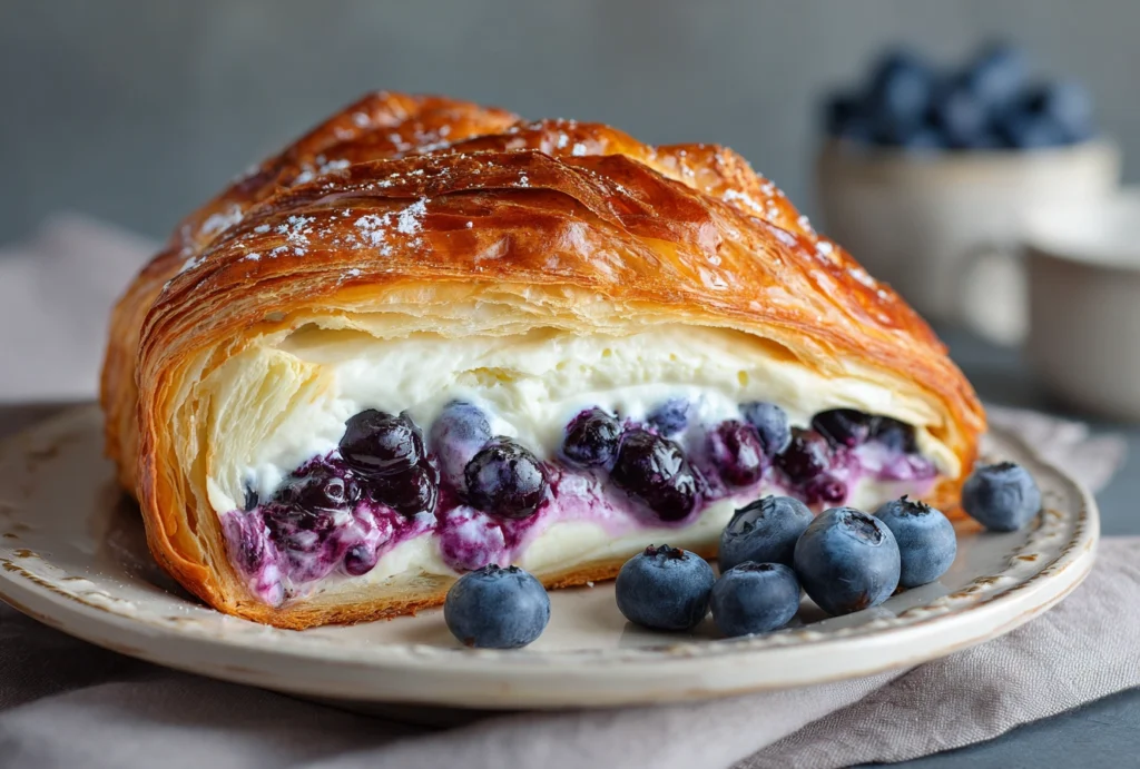 Blueberry Cream Cheese Croissant Casserole