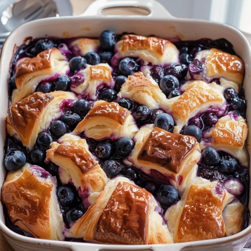 Blueberry Cream Cheese Croissant Casserole