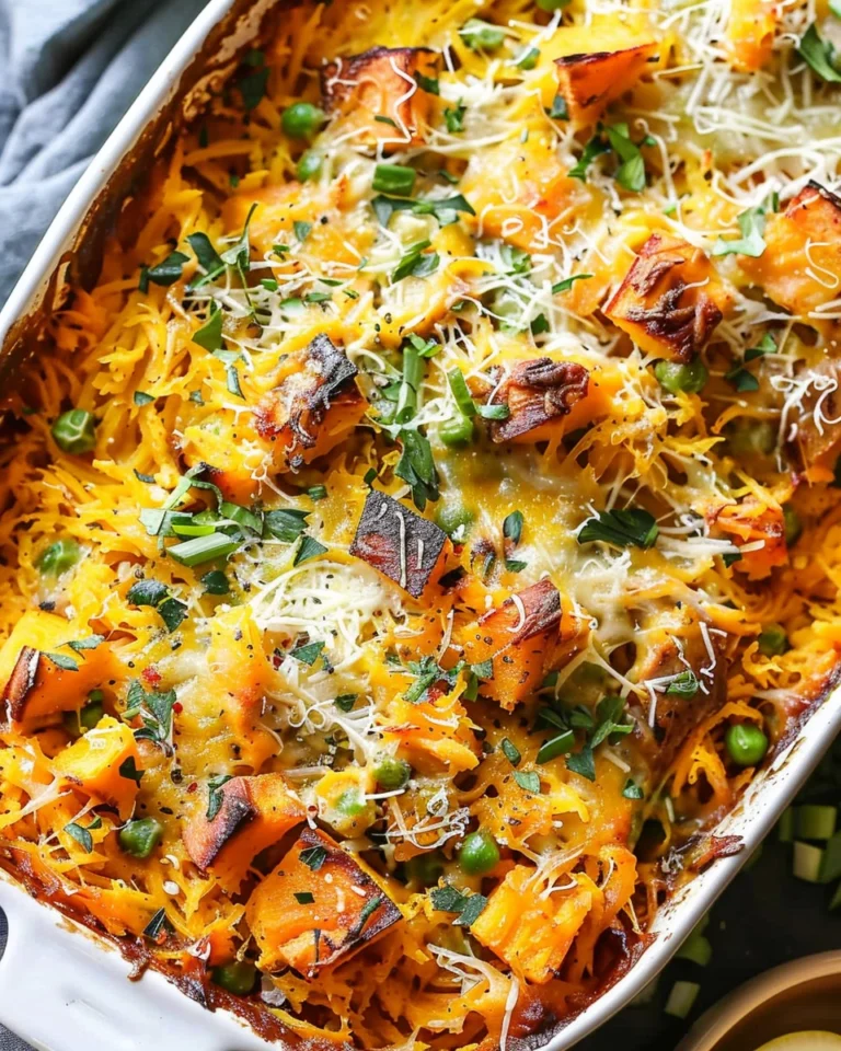 Spaghetti Squash Baked Buffalo Chicken Casserole
