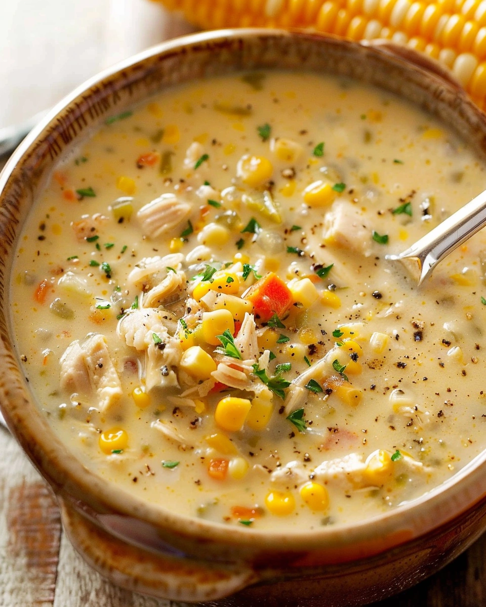 Slow Cooker Creamy Chicken & Corn Soup