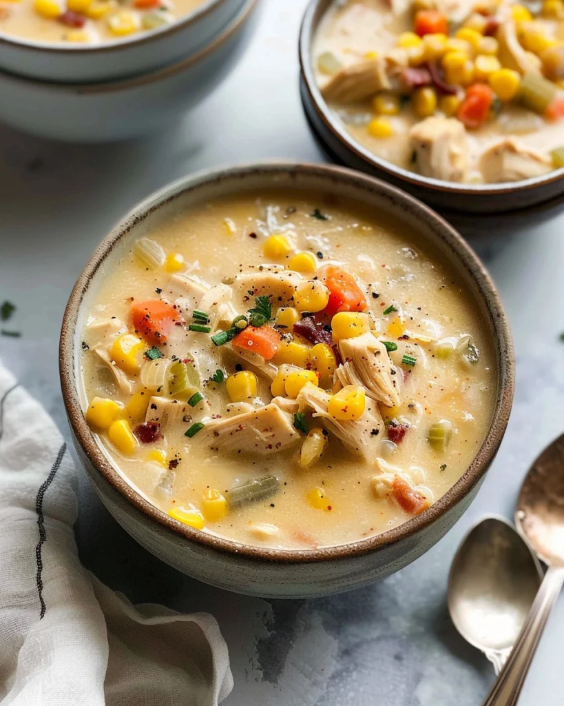 Slow Cooker Creamy Chicken & Corn Soup