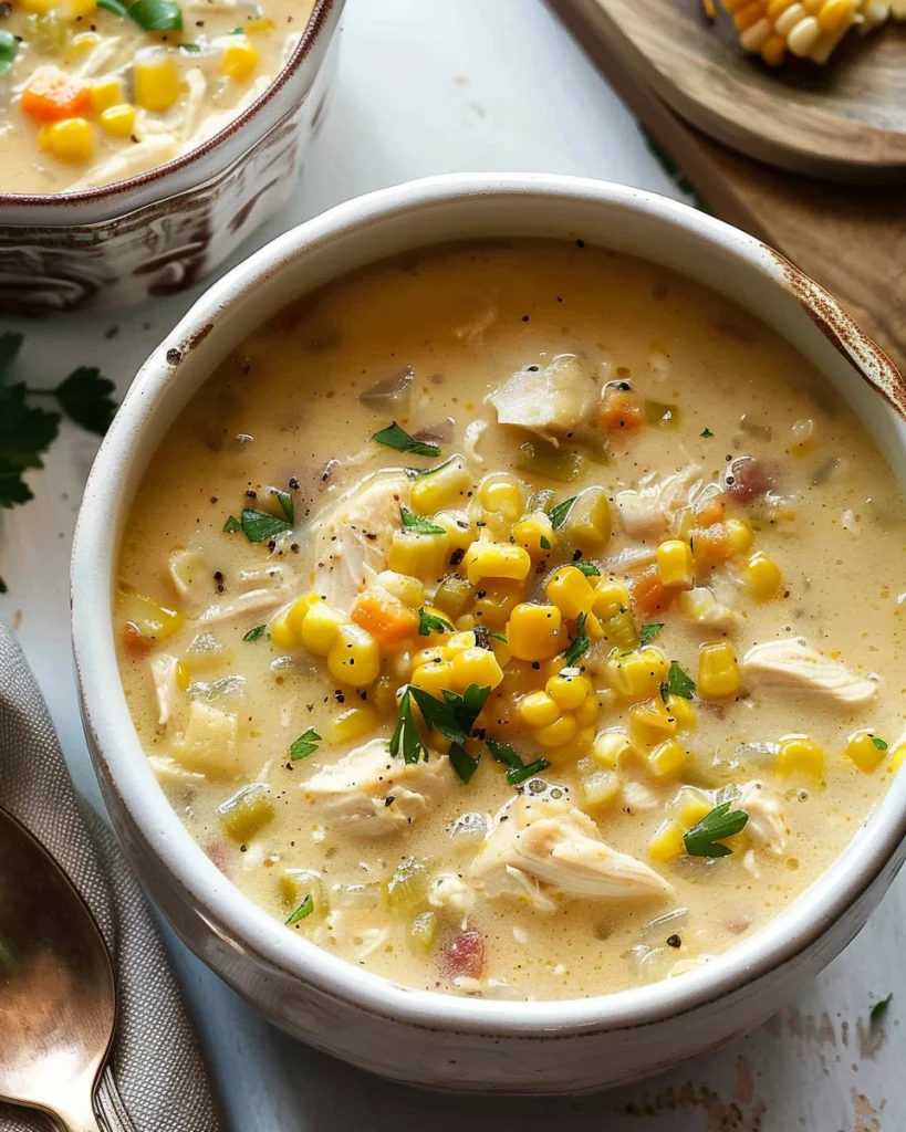 Slow Cooker Creamy Chicken & Corn Soup