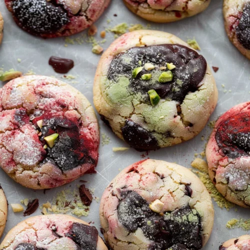 Spumoni Cookies (Cherry, Pistachio, Chocolate)