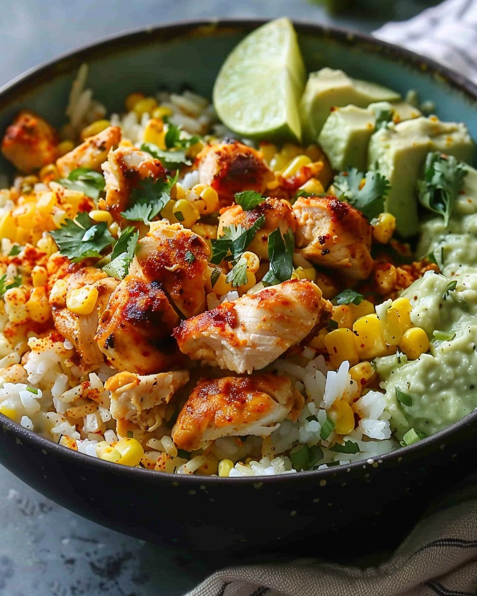 30-Minute Street Corn Chicken Rice Bowl