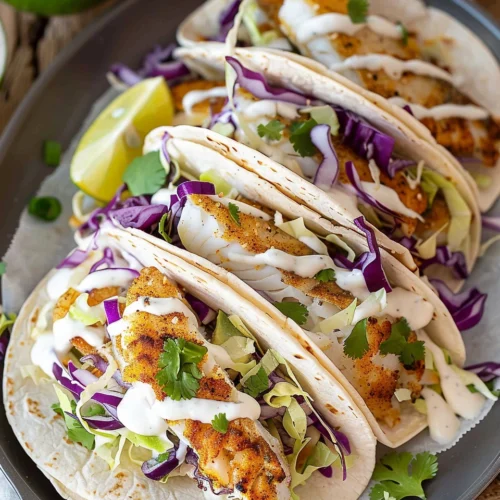 Fish Tacos with Lime Crema