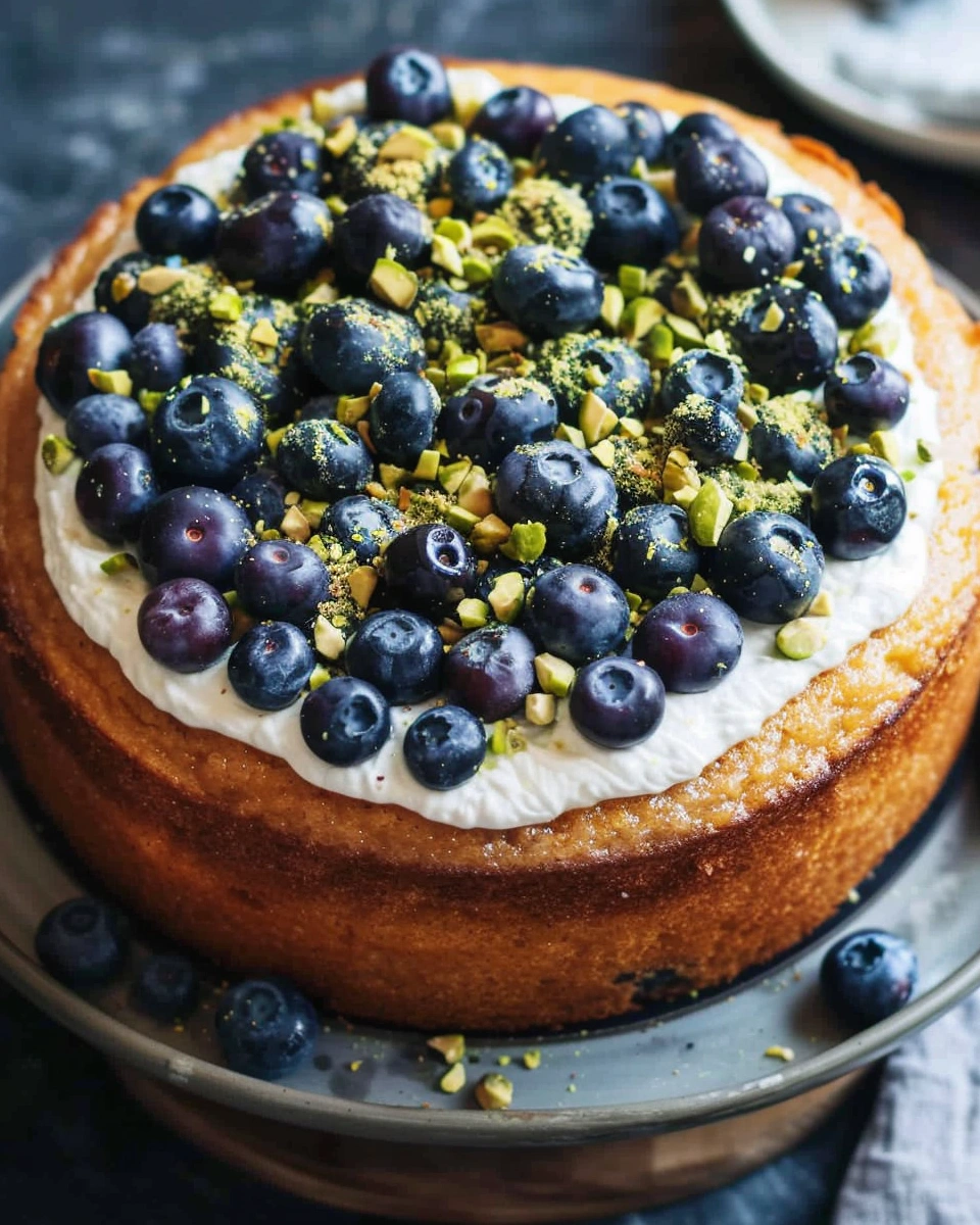 Blueberry Orange Brunch Cake with Agave and Pistachios