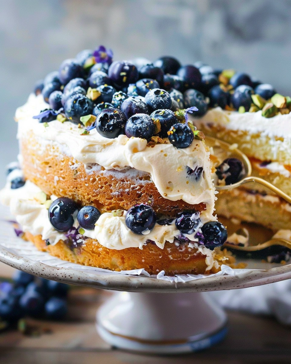 Blueberry Orange Brunch Cake with Agave and Pistachios