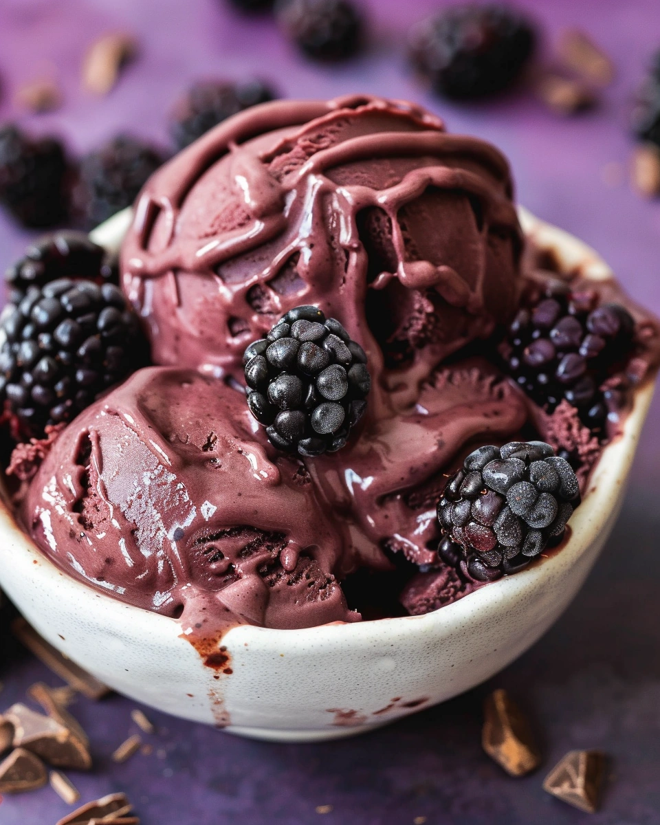 Homemade Black Berry Chocolate Ice Cream