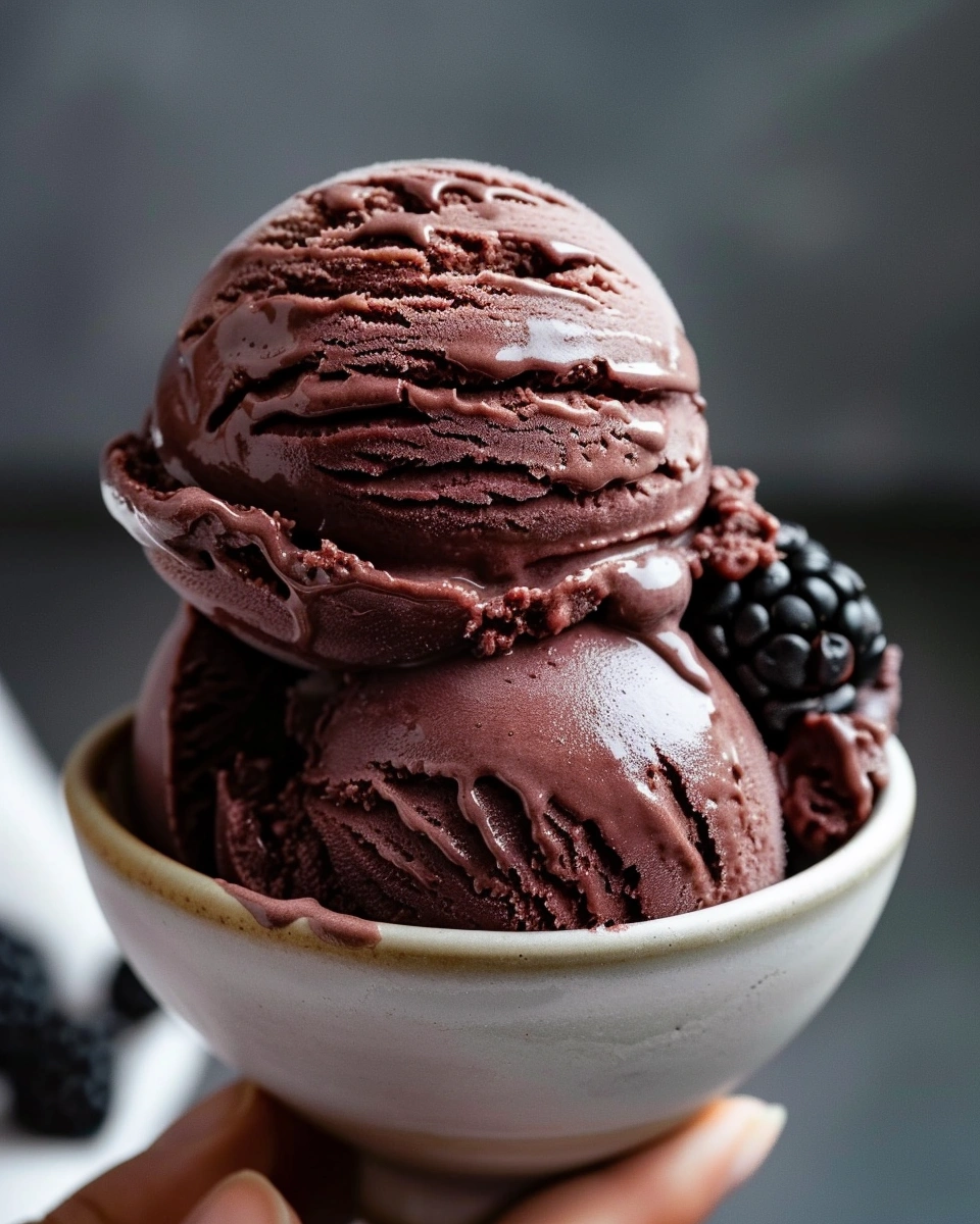 Homemade Black Berry Chocolate Ice Cream