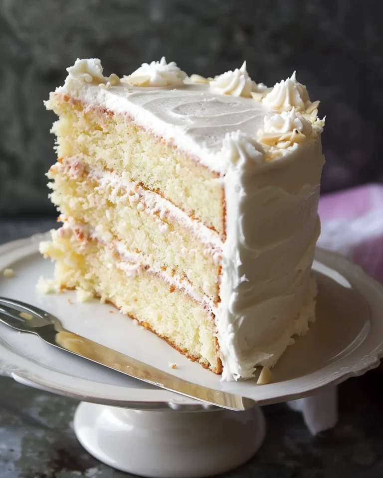 White Almond Cake with Whipped Buttercream Frosting